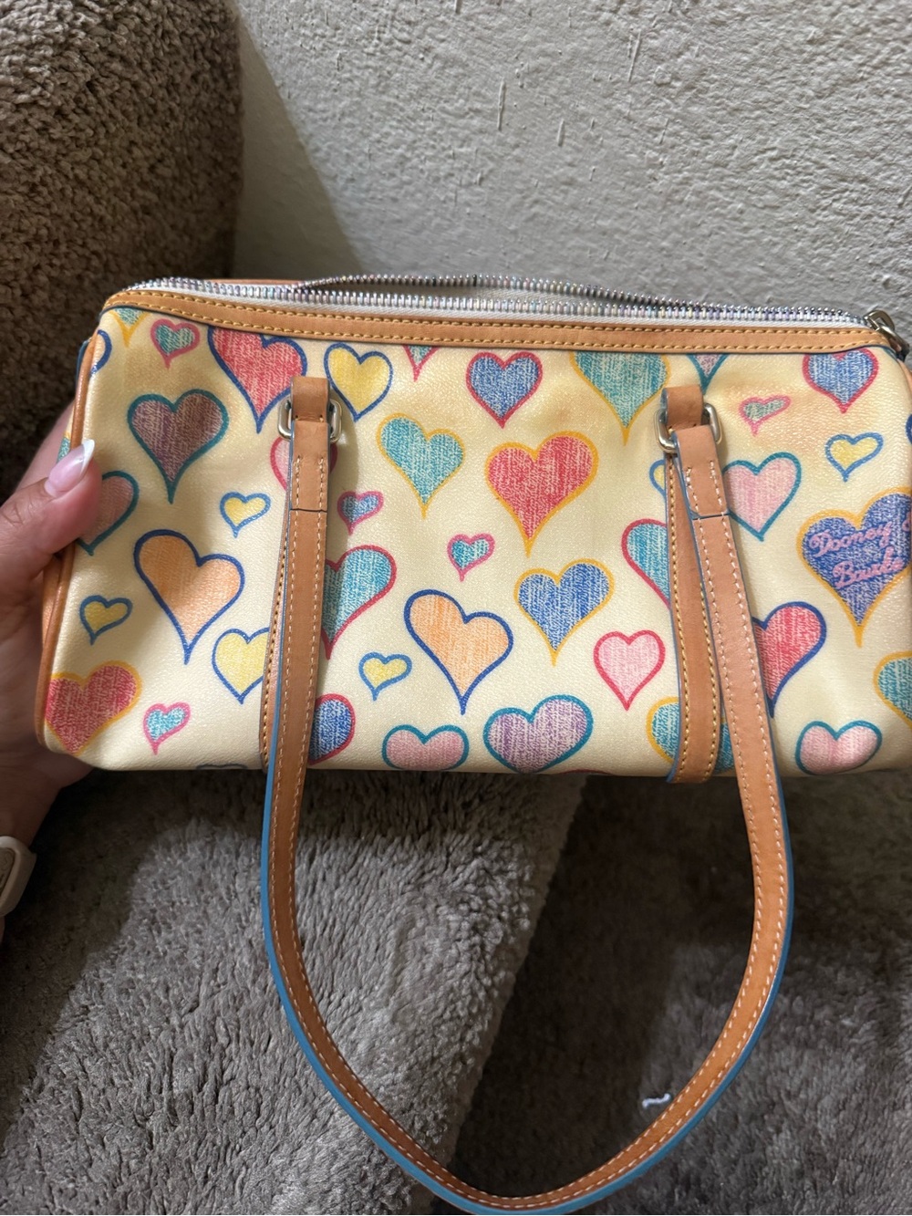 Dooney & Bourke Yellow Heart-Print Mini Shoulder Bag